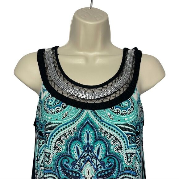 Established 1962 Women’s blue patterned dress Size 4 Petite - Picture 2 of 11